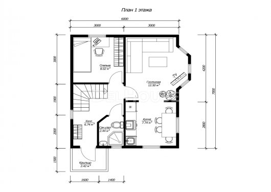 ДБ213 - планировка 1 этажа
