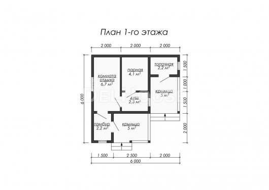 Проект ББ001 - планировка 1 этажа