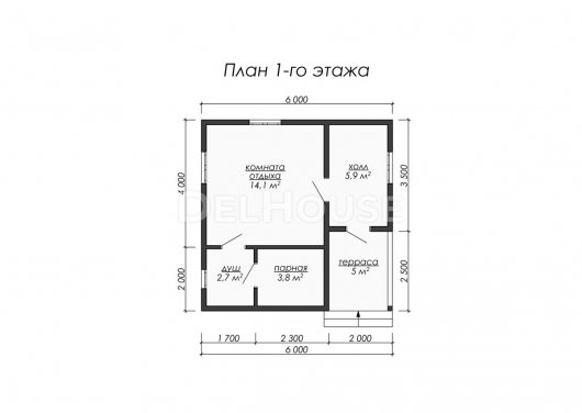 Проект ББ009 - планировка 1 этажа