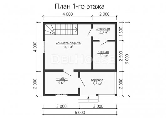 Проект ББ044 - планировка 1 этажа