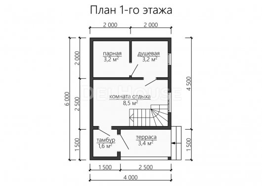 Проект ББ050 - планировка 1 этажа