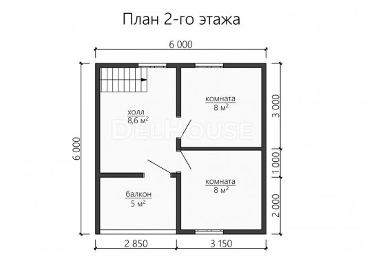 Проект ББ058 - планировка 2 этажа