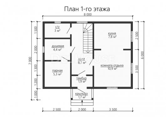 Проект ББ059 - планировка 1 этажа