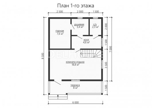 Проект ББ061 - планировка 1 этажа