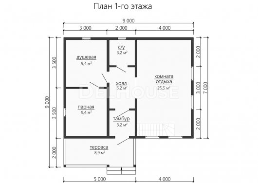 Проект ББ063 - планировка 1 этажа