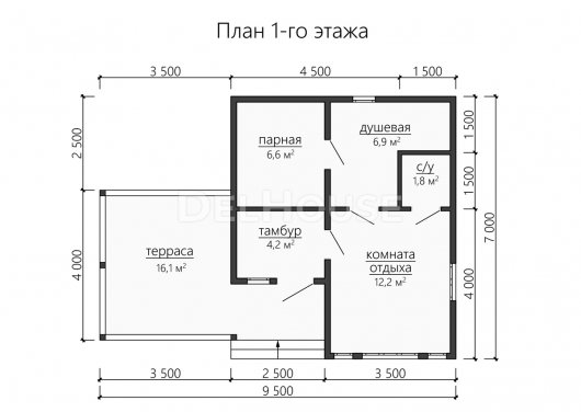 Проект ББ064 - планировка 1 этажа