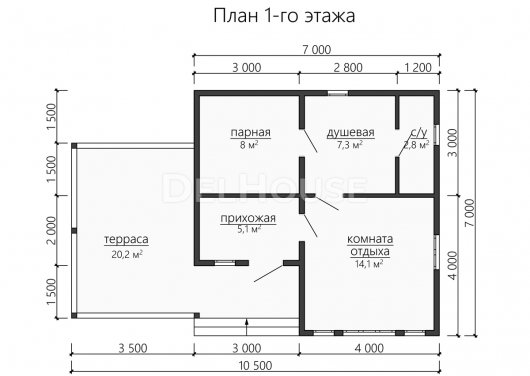 Проект ББ065 - планировка 1 этажа