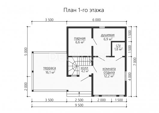 Проект ББ066 - планировка 1 этажа