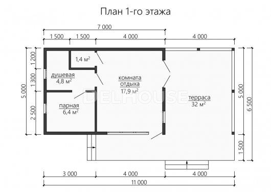 Проект ББ067 - планировка 1 этажа