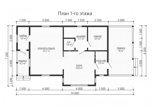 Проект ББ068 - планировка 1 этажа