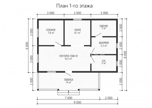 Проект ББ069 - планировка 1 этажа
