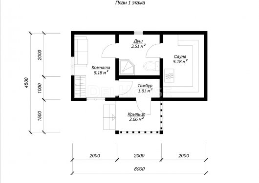 ББ077 - планировка 1 этажа