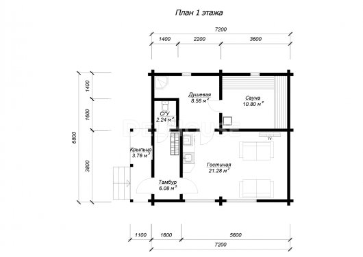 БКБ001 - планировка 1 этажа