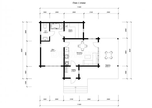 БКБ004 - планировка 1 этажа