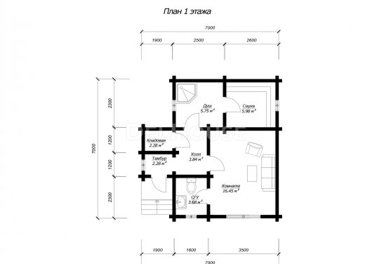 БКБ006 - планировка 1 этажа