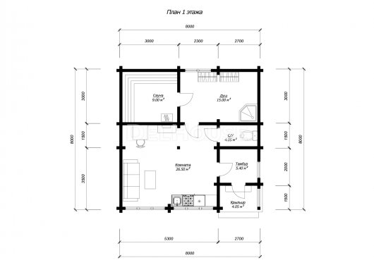 БКБ007 - планировка 1 этажа