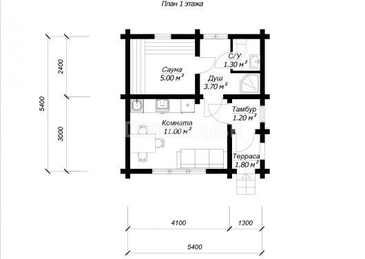 БО033 - планировка 1 этажа