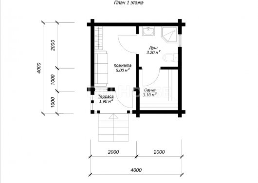 БО044 - планировка 1 этажа