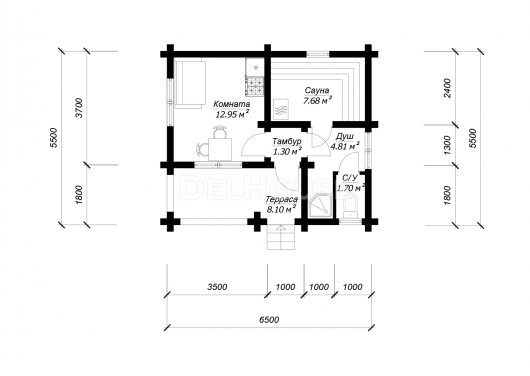 БО051- планировка 1 этажа