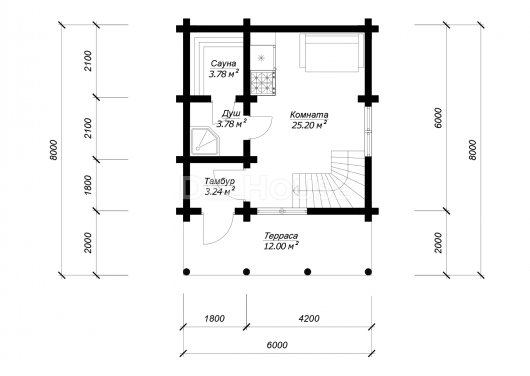 БО054 - планировка 1 этажа