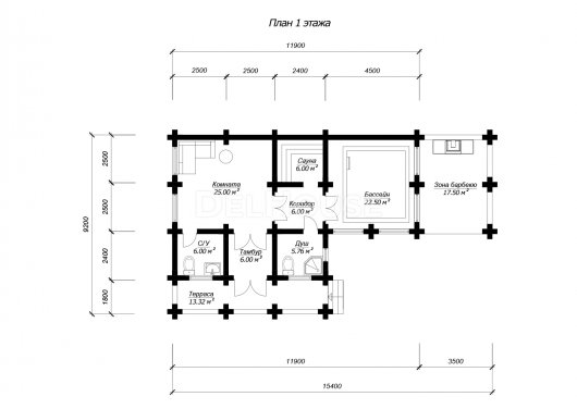БО061 - планировка 1 этажа