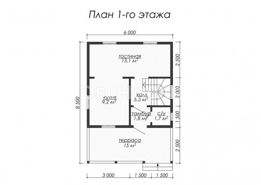 Проект ДБ003 - планировка 1 этажа