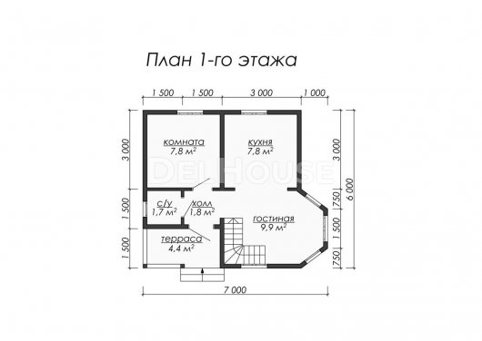 Проект ДБ007 - планировка 1 этажа