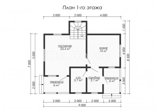 Проект ДБ009 - планировка 1 этажа