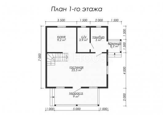 Проект ДБ014 - планировка 1 этажа