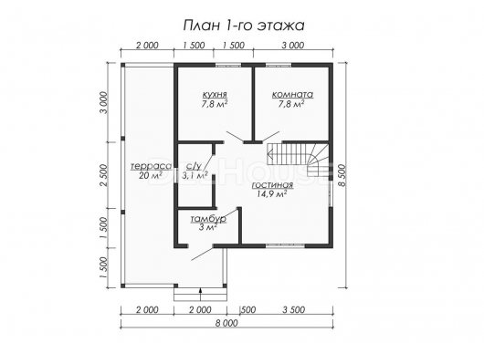 Проект ДБ016 - планировка 1 этажа