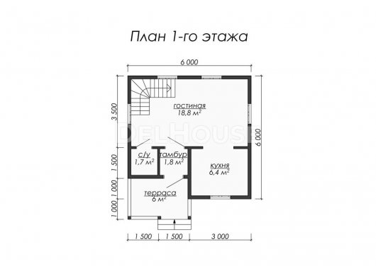 Проект ДБ019 - планировка 1 этажа