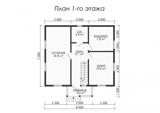 Проект ДБ021 - планировка 1 этажа