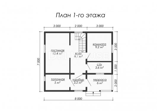 Проект ДБ022 - планировка 1 этажа