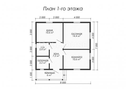 Проект ДБ023 - планировка 1 этажа