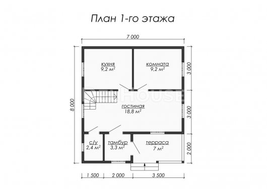 Проект ДБ024 - планировка 1 этажа