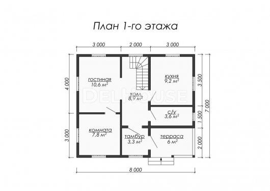 Проект ДБ025 - планировка 1 этажа