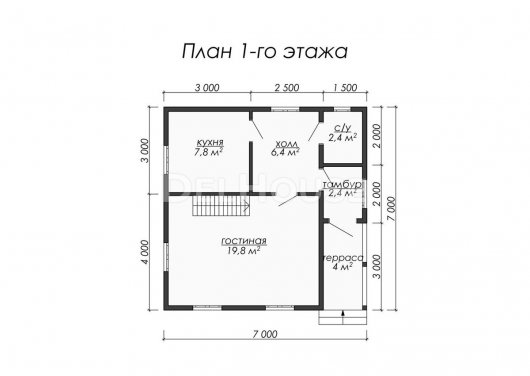 Проект ДБ026 - планировка 1 этажа