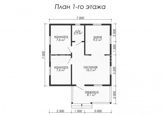 Проект ДБ027 - планировка 1 этажа