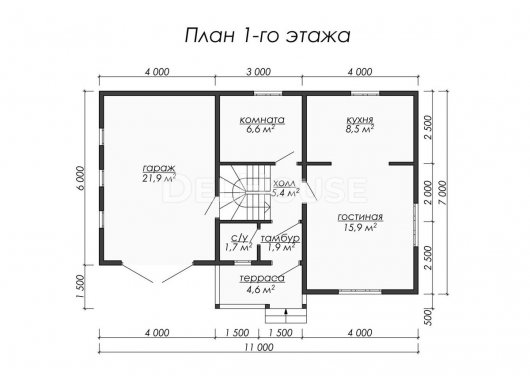 Проект ДБ028 - планировка 1 этажа