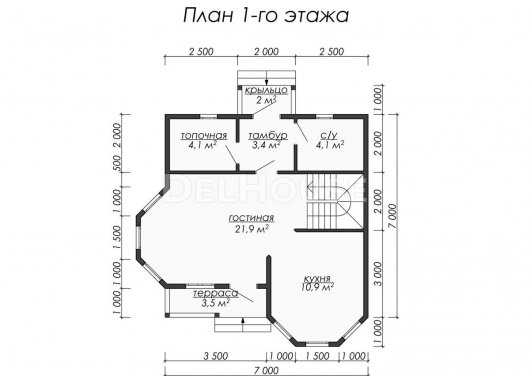 Проект ДБ029 - планировка 1 этажа