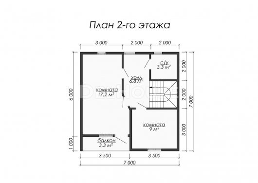 Проект ДБ029 - планировка 2 этажа