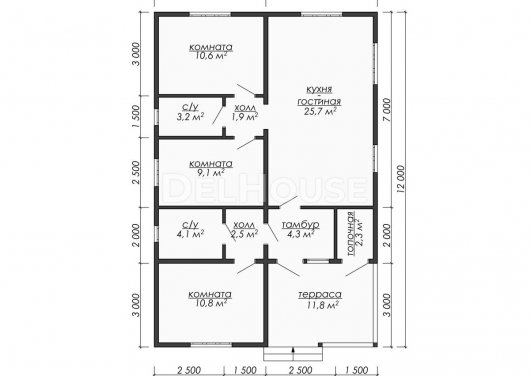 Проект ДБ031 - планировка 1 этажа
