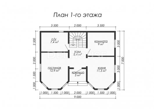 Проект ДБ032 - планировка 1 этажа