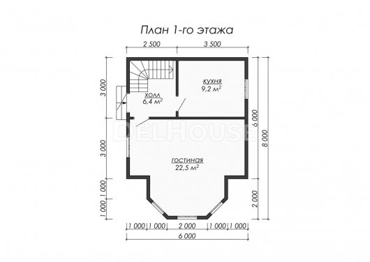 Проект ДБ034 - планировка 1 этажа
