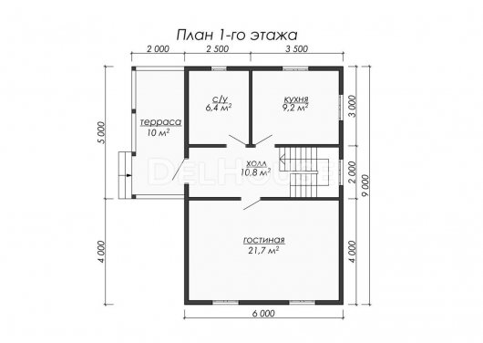 Проект ДБ038 - планировка 1 этажа