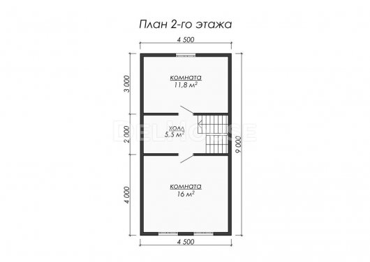 Проект ДБ038 - планировка 2 этажа