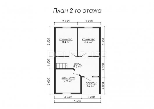 Проект ДБ042 - планировка 2 этажа