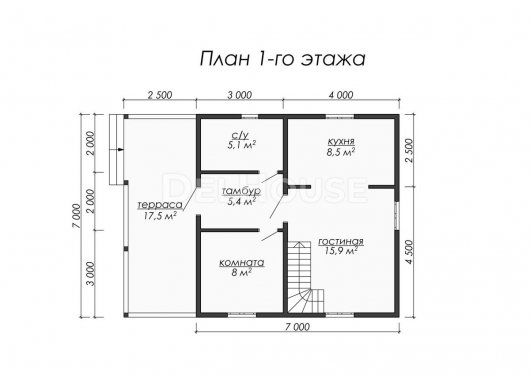 Проект ДБ044 - планировка 1 этажа