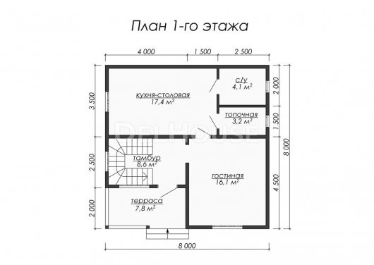Проект ДБ045 - планировка 1 этажа