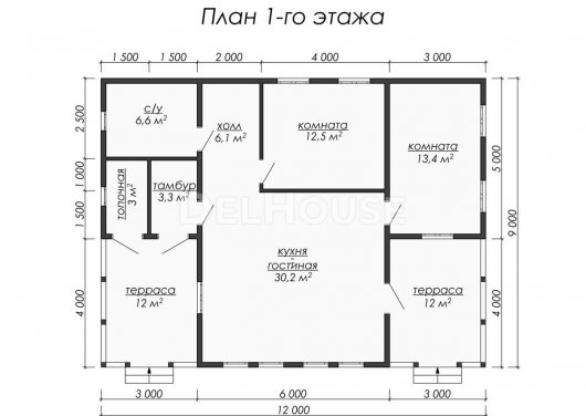 Проект ДБ046 - планировка 1 этажа